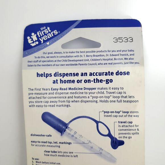 Vtg The First Years Baby Easy-Read Blue Medicine Dropper Dispenser SEALED - Picture 6 of 8